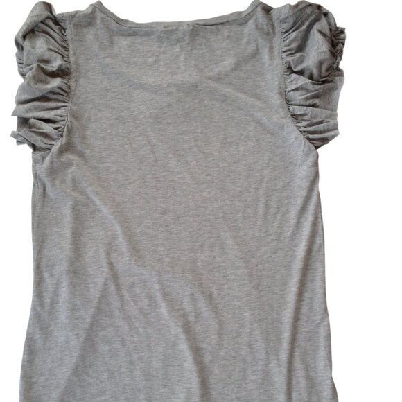 🎄NWT 🛍️ JUICY COUTURE 🎁 WOMEN'S SHORT PUFF SLEEVE GRAY BLOUSE TOP LARGE - Picture 2 of 3